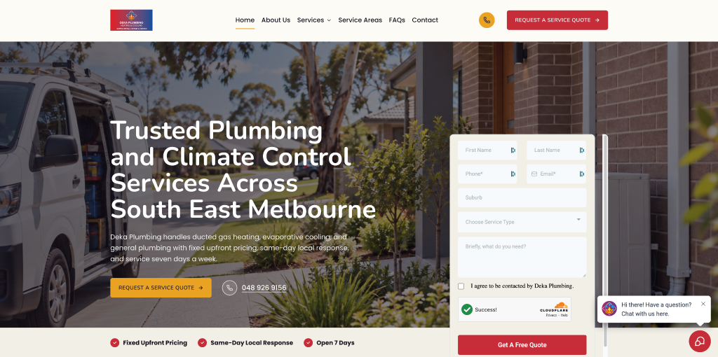 Deka Plumbing website preview
