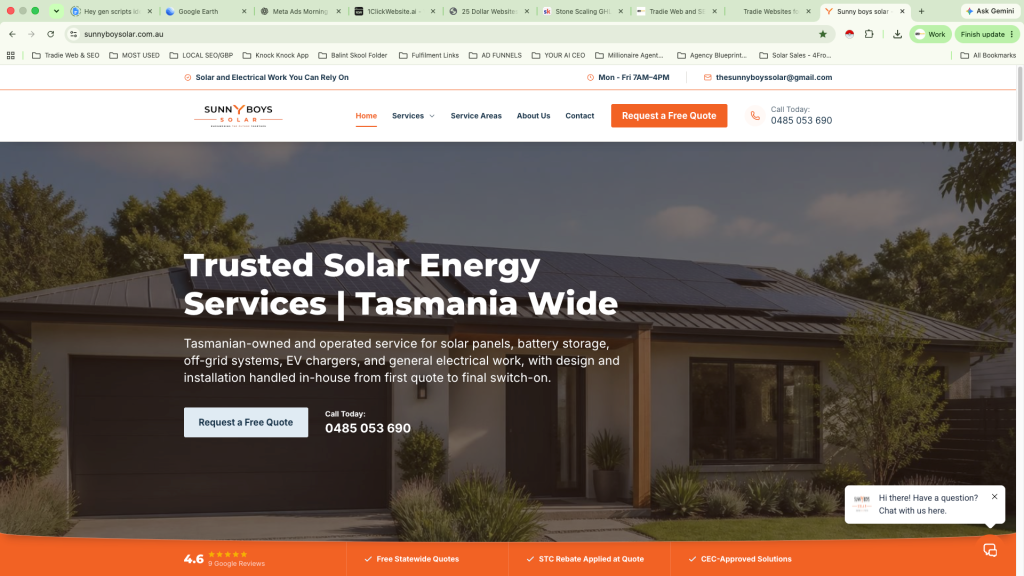 Sunny Boys Solar website preview