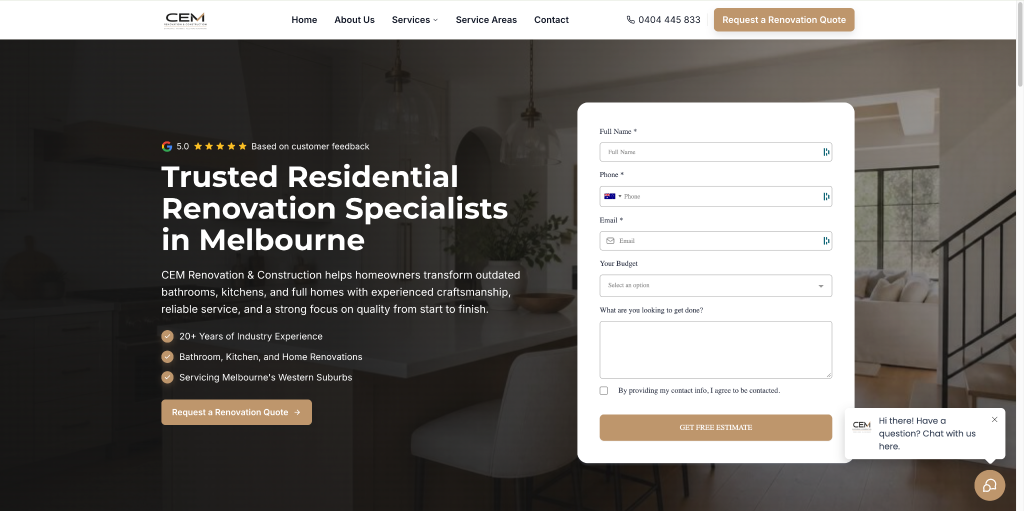 CEM Renovations website preview