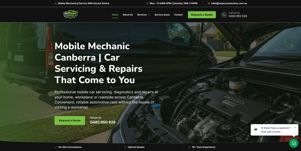 InSpec Automotive website preview