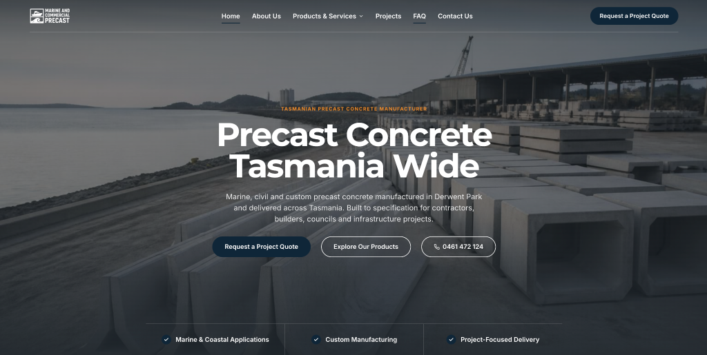 Marine Pre-Cast Commercial website preview